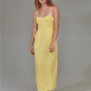 Acacia Kenzie linen dress in yellow.